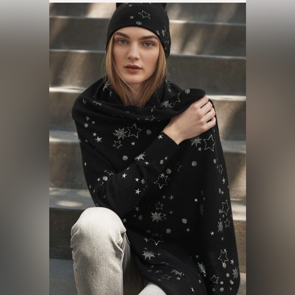 White + Warren Cashmere Celestial Foil Print Scarf 19490